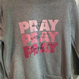 Gray Sweatshirt with Pink Graphic